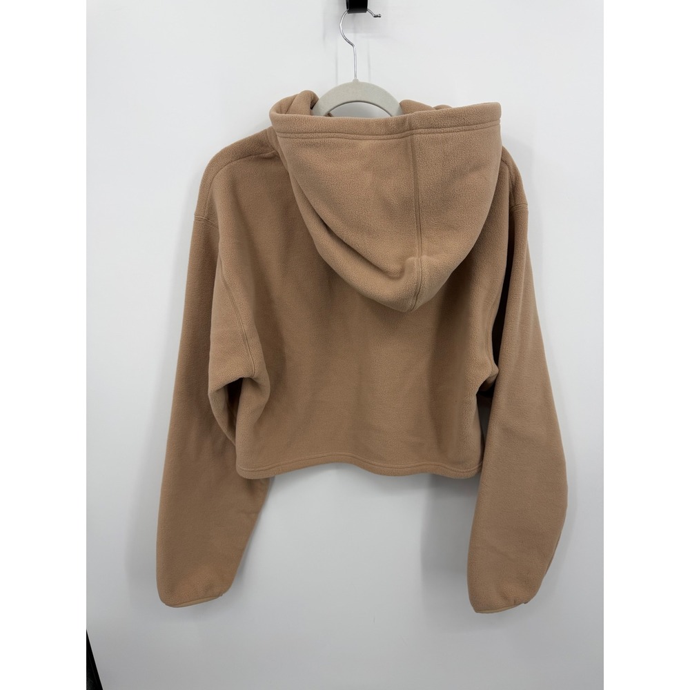 Cropped Fleece Hoodie in Camel - Picture 7 of 9
